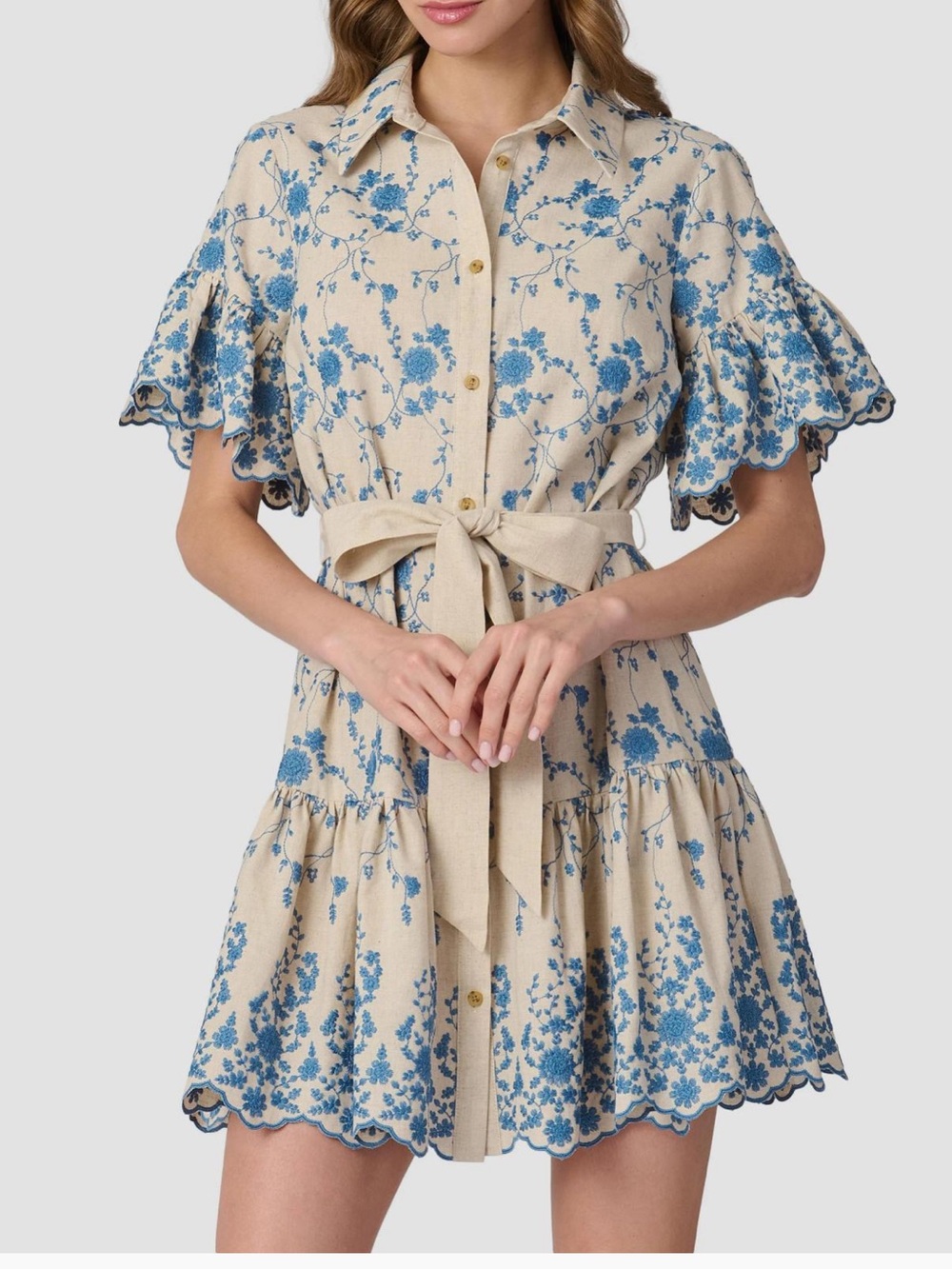 Shoshanna Lima Floral Cotton-Blend Minidress Size Women’s LARGE worn 1x Perfect